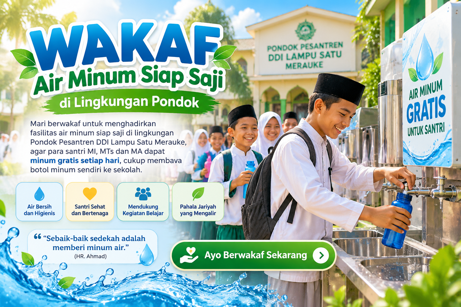 Wakaf Air Minum Siap Saji untuk Santri MI, MTs, dan MA