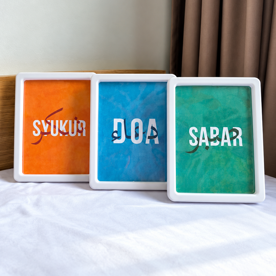 FRAME DEKORASI – SYUKUR, DOA, SABAR - MINIMALIST MODERN
