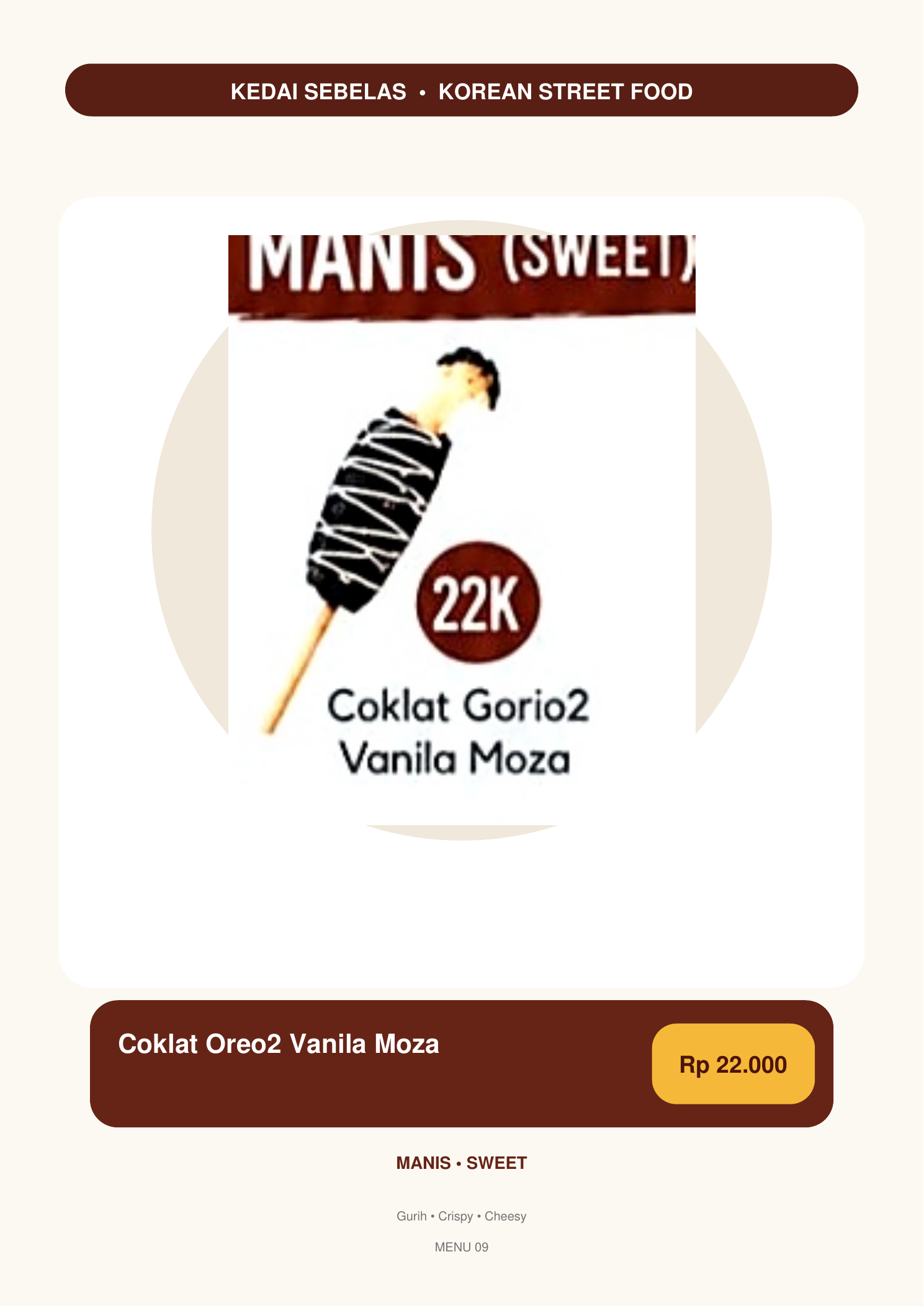Foto Corndog Coklat Goriorio vanila Moza
