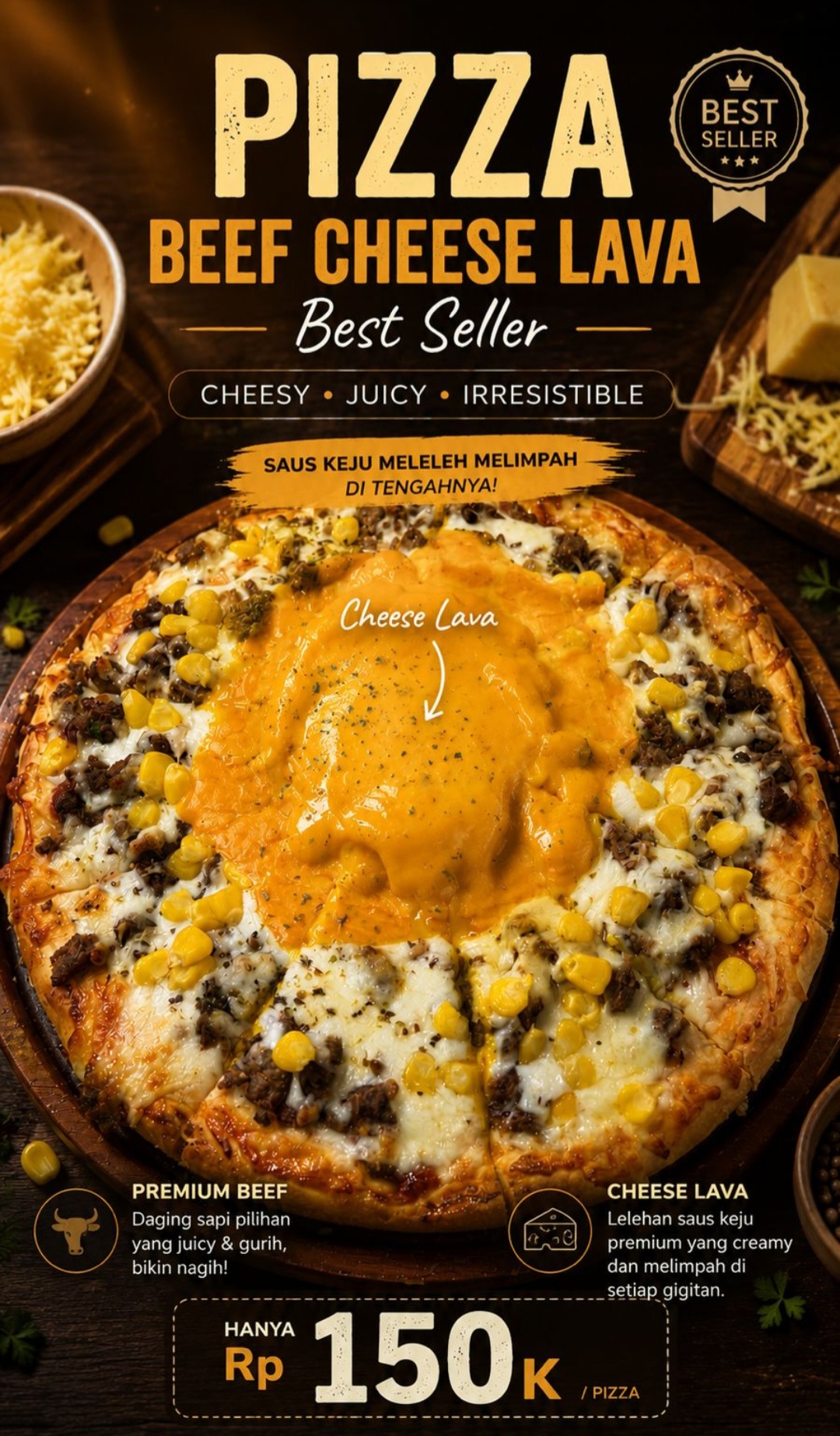 Foto Pizza Beef cheese Lava